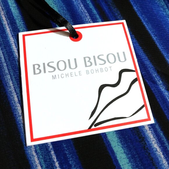 NWT Bisou Bisou Women's Blue/Black Stripe Tank Top Shirt L Large - Picture 8 of 9